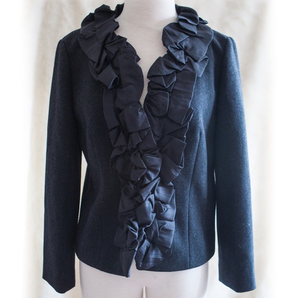 J. CREW wool pleated-silk chimera charcoal jacket - Picture 3 of 7